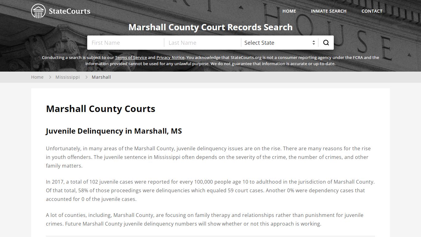 Marshall County, MS Courts - Records & Cases - StateCourts